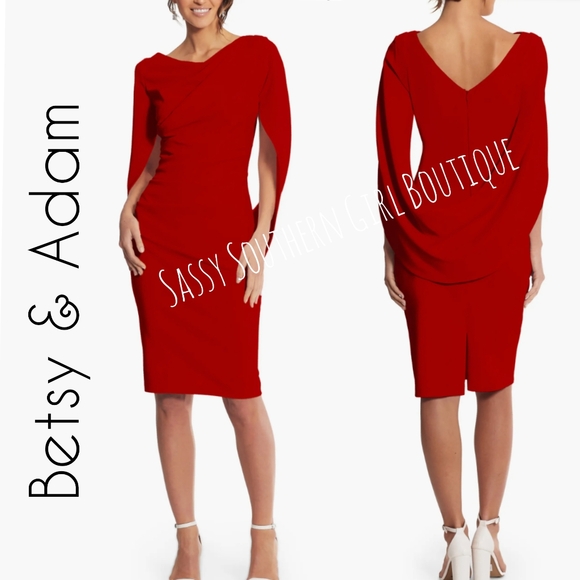 Betsy & Adam Dresses & Skirts - ⭐🆕Betsy & Adam red cape cocktail dress